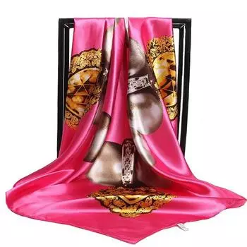 Платок с принтом Европа и Америка Популярные квадратные платки Модные цветочные 90X90 см Шелковые шарфы Четыре сезона Новые солнцезащитные банданы 90X90CM