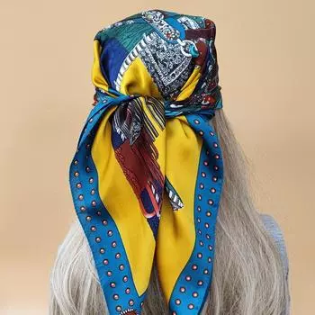 Платок в стиле Four Seasons, женский, новый, 70X70 см, пляжные шарфы, популярный дизайн, квадратный платок 2023 года, роскошный солнцезащитный шелковый хиджаб 70X70CM