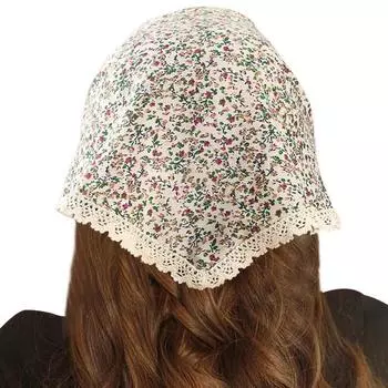 Платок Yousheng в треугольном стиле с кружевной отделкой и цветочным принтом, женская повязка на голову, аксессуары для макияжа и фотосъемки волос бежевый
