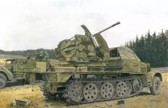 Platts Dragon немецкая армейская бронированная 8-тонная полугусеничная пушка FlaK43 пластиковая модель DR6553 1/35 Sd.Kfz.7/2 3,7 см зенитная установка