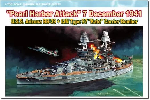 Platts Dragon WW2 Декабрь 1941 Атака на Перл-Харбор Американский линкор Arizona 2 Японские ударные самолеты авианосца Type 97 в комплекте Пластиковая модель DR7127
