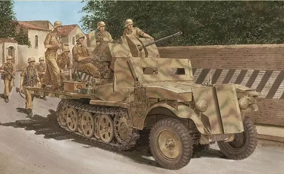 Platts Dragon WW2 Германия 1 тонна полугрузовик 2cm Flak38 оснащен бронированной кабиной технические характеристики магическая печать ширина дула шест включен роскошь