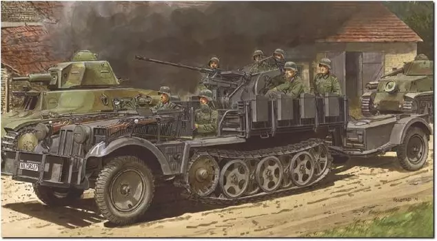 Platts Dragon WW2 Германия 1т 2см пушка Flak30 установленный прицеп для боеприпасов в комплекте Пластиковая модель DR6711 1/35 Sd.Kfz.10/4 полугусеничный зенитный самоход (умная