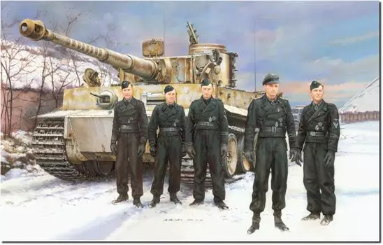 Platts Dragon WW2 немецкий Tiger I раннего выпуска Командирская машина Виттмана Волшебная пушка Напечатанный намордник Экипаж Акриловая подставка в комплекте Роскошные характеристики