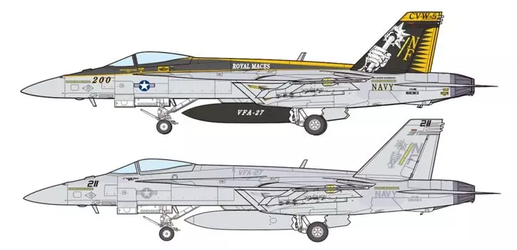 Platts US Navy Super Hornet Royal Maces Iwakuni Air Base 2 набор пластиковая модель самолета 1/144 F/A-18E VFA-27 AEE144-13