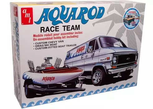 Platz AMT 1975 Chevy Van Aquarod Race Team гоночный лодочный прицеп в комплекте пластиковая модель AMT1338 1/25 и