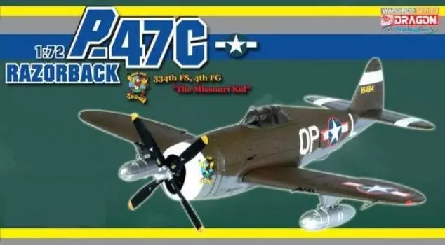Platz DRAGON WINGS Thunderbolt Leatherback 4-я истребительная группа 334-я истребительная эскадрилья The Missouri Kid Sho Me 1/72 P-47C -