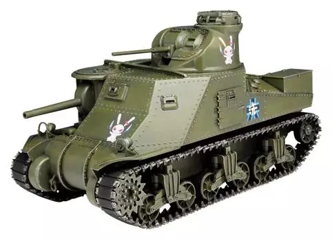 Platz Girls Panzer Movie Version M3 Medium Tank Lee Rabbit Team Movie Olive Drab Scale Общая длина 160 мм Пластиковая модель и версия! Вер. 1/35 Прибл.
