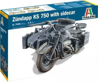 PLATZ Italeri WW2 Немецкий Zundapp KS750 с коляской Пластиковая модель IT7406 1/9