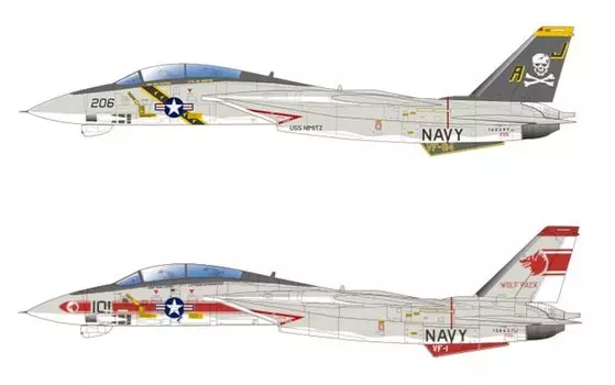 PLATZ Набор пластиковых моделей ВМС США Tomcat Jolly Rogers Wolfpack 1/144 F-14A VF-84 и VF-1 2 штуки PF-66