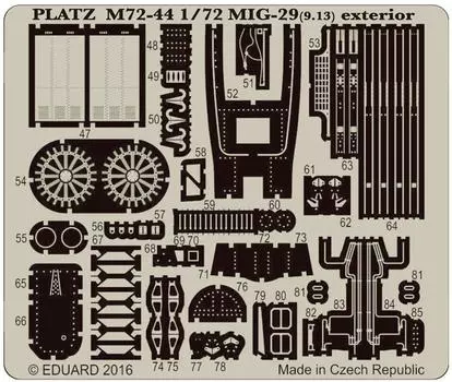 Platz parts for Fulcrum C 1/72 MiG-29 (9.13) Photo-etched (exterior)