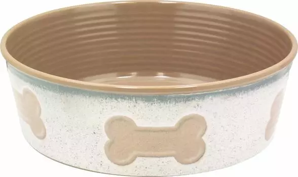 PLATZ PET SUPPLIES FUN Tar Hong Dog tableware Tar Hong bowl Stone white L size L size &