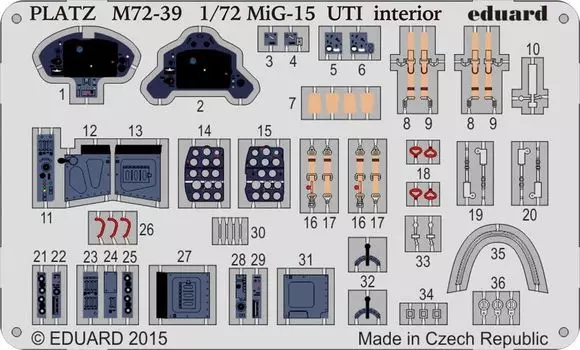 Platz UTI parts 1/72 MiG-15 (two-seat type) photo-etched (for interior)