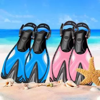 Плавательные ласты для снорклинга для детей с регулируемыми пряжками Плавательные ласты Силиконовые туфли для подводного плавания Оборудование для снорклинга синий