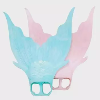 Плавательный ласт «Хвост русалки» для детей и взрослых — мягкий резиновый тренировочный ласт для дайвинга в аквариуме Size 37-39 (Also fits 41) белый/синий