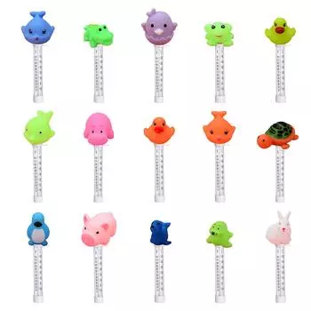 Плавательный термометр для бассейна, плавающий термометр с мультяшными животными, легко считывает температуру воды с веревкой для улицы 2