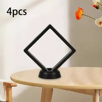 Плавающая 3D-рамка из 4 предметов с маленькой подставкой для серег, колец, броши, медали 11x11x2cm