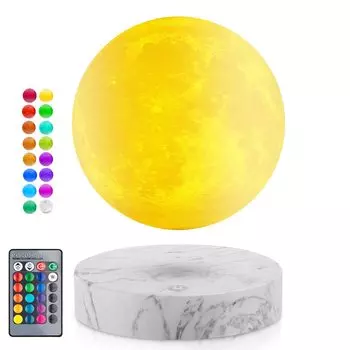 Плавающая лунная лампа Плавающая лунная лампа имеет 16 цветных светодиодных режимов освещения Вращающийся 3D-печатный лунный свет Магнитный плавающий ночник Уникальный подарок для