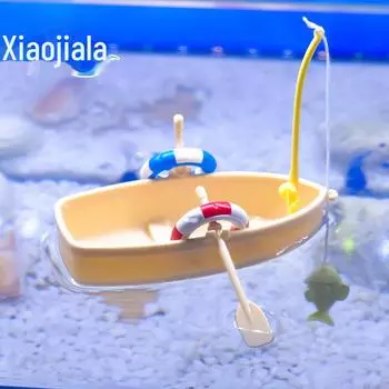 Плавающая пластиковая лодка, аквариумная модель украшения для ландшафтного дизайна Floating boat