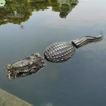 Плавающая приманка для крокодила Экологически чистый пруд Плавающая поддельная приманка для крокодила Реалистичная статуя крокодила в бассейне Нетоксичная декоративная скульптура крокодила для Sets