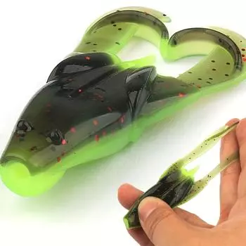 Плавающая приманка для лягушки Мягкая приманка Поверхностная лягушка для удара Черная кривая пасть Пинок водяной лягушки Громовая лягушка Green зелёный