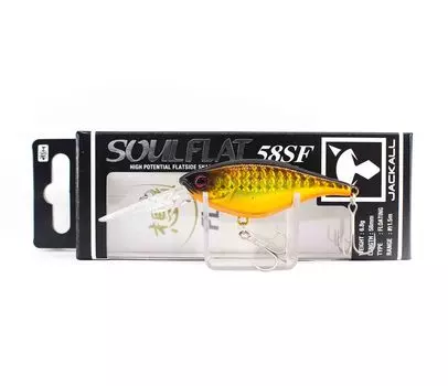 Плавающая приманка Jackall Soul Flat 58SF с двойным клатчем золотисто-черного цвета (5480)