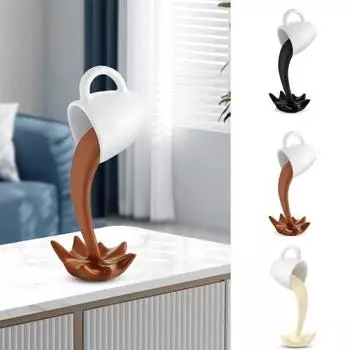 Плавающая скульптура кофейной чашки, смоляное разливающееся кофейное украшение, настольное разливное кофейное украшение для кухни, декор для кофейного бара кофейный