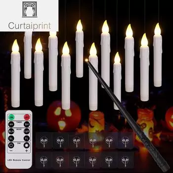 Плавающая светодиодная свеча Magic Wand, дистанционное управление, мигающий теплый свет, светодиодная конусная свеча, подходит для Хэллоуина, украшение дома