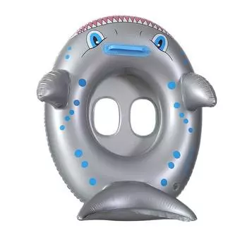 Плавающие игрушки для бассейна Shark для детей 3-11 лет, игрушки для бассейна для мальчиков и девочек, надувные поплавки для малышей с безопасным сиденьем серебряный