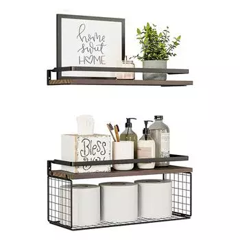 Плавающие полки, плавающие полки в деревенском стиле, деревянные над унитазом с корзиной для хранения бумаги, настенные полки в фермерском доме