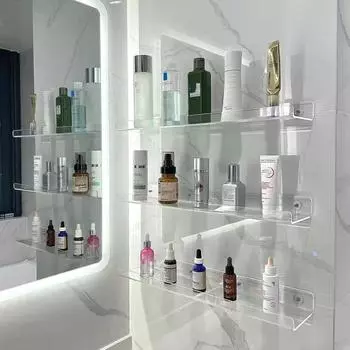 Плавающие полки, прозрачные акриловые плавающие настенные полки, виниловые полки для пластинок, органайзер для ванной комнаты, полки для хранения