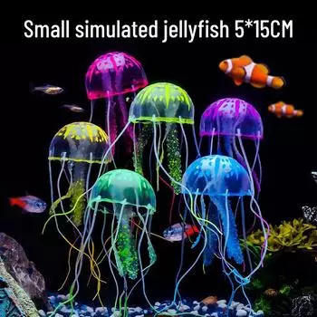 Плавающие силиконовые медузы для аквариума, украшения Small - Green