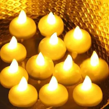 Плавающие свечи на воде, беспламенные мерцающие светодиодные светильники, романтическая электронная лампа для свадебной вечеринки, ванны, бассейна, Velas Decorativas 12PCS-1Box