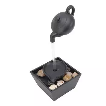 Плавающий чайник, украшение для фонтана, USB 5 В, источник питания от аккумулятора, настольное украшение в виде водопада со светодиодной подсветкой, камни чёрный