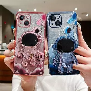 Плавающий чехол-держатель для телефона с изображением космонавта и творчества для iPhone 13 15 11 12 14 Pro Max Mini XS XS Max X XR 6 6S 7 8 Plus iPhone 15&Case & Holder