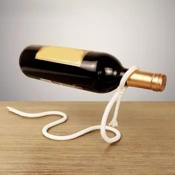 Плавающий держатель для винных бутылок, железная веревочная стойка для вина, подвесная для одной бутылки вина бежевый