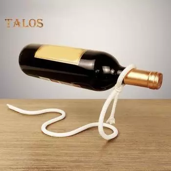 Плавающий держатель для винных бутылок, железная веревочная стойка для вина, подвесная стойка для одной бутылки, винный дисплей для домашнего декора, вечеринок, баров, кухонь белый