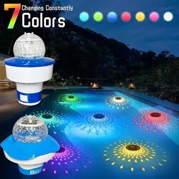 Плавающий диспенсер Солнечное освещение бассейна Подводный диспенсер для бассейна Солнечное плавающее светодиодное освещение бассейна Украшение сада Свет для бассейна One Size