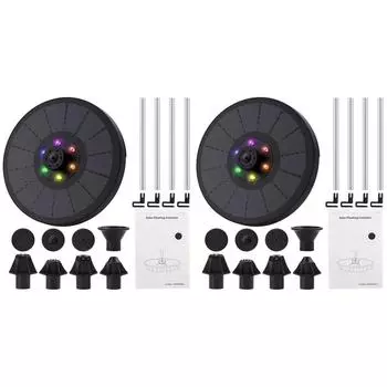 - Плавающий фонтанный насос на солнечной энергии, 3 Вт, 200 л/ч, с 6 насадками и светодиодной подсветкой для купания с птицами