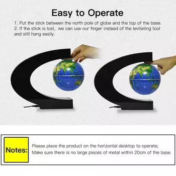 Плавающий глобус со светодиодной подсветкой. 3-дюймовая вращающаяся карта мира на магнитной левитации с многоцветной подсветкой. Single LED Globe BL-1 EU Plug