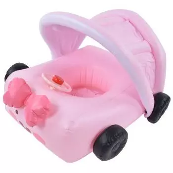 Плавающий круг в форме автомобиля для младенцев, утолщенный, безопасный розовый, для малышей, для бассейна