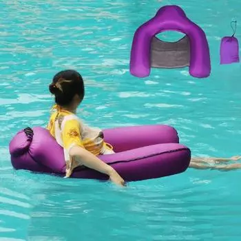 Плавающий матрас, сильный несущий герметичный нейлоновый надувной шезлонг для бассейна для лета синий