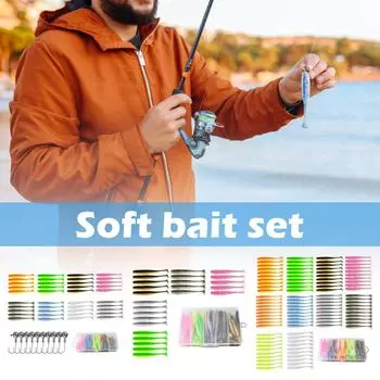 Плавающий мягкий пластиковый мелкий рыболовный судак, размер 3,5 дюйма и 4 дюйма, несколько цветов, мягкий двухцветный Т-образный хвост с крючком для головы One Size
