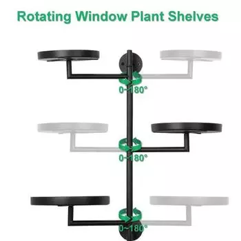 Плавающий настенный держатель для растений 3-х ярусный, выдерживает большую нагрузку, вращается на 180° для большего воздействия солнечного света Полка для растений на окне в помещении Полка для растений в горшках белый