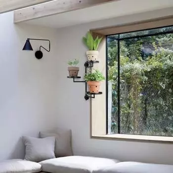 Плавающий настенный держатель для растений. 3 яруса. Большая несущая способность. Вращение на 180 градусов для большего воздействия солнечного света. Полка для растений на окне в помещении. Стойка для горшечных растений. белый