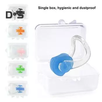 Плавающий носовой зажим Мягкие силиконовые носовые зажимы предотвращают попадание воды Водный вид спорта носовой зажим с ящиком для хранения для дайвинга и плавания темно-синий