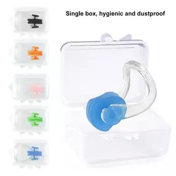 Плавающий носовой зажим Мягкие силиконовые носовые зажимы предотвращают попадание воды Водный вид спорта носовой зажим с ящиком для хранения для дайвинга и плавания темно-синий