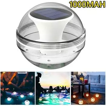 Плавающий светильник для бассейна, меняющий цвет, солнечный светильник для бассейна, светодиодный ночник 1000 мАч, уличный светильник для двора, для бассейна, для пруда с гидромассажной ванной 500mah