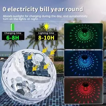 Плавающий светильник на солнечной батарее для пруда, плавающий светильник, волшебный шар, садовый светильник, меняющий цвет, декоративное освещение для бассейна и дерева RGB