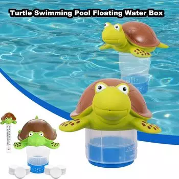 Плавающий водный ящик для бассейна в виде черепахи, плавающий выдвижной диспенсер для воды в виде мультфильма для бассейна с большой емкостью One Size